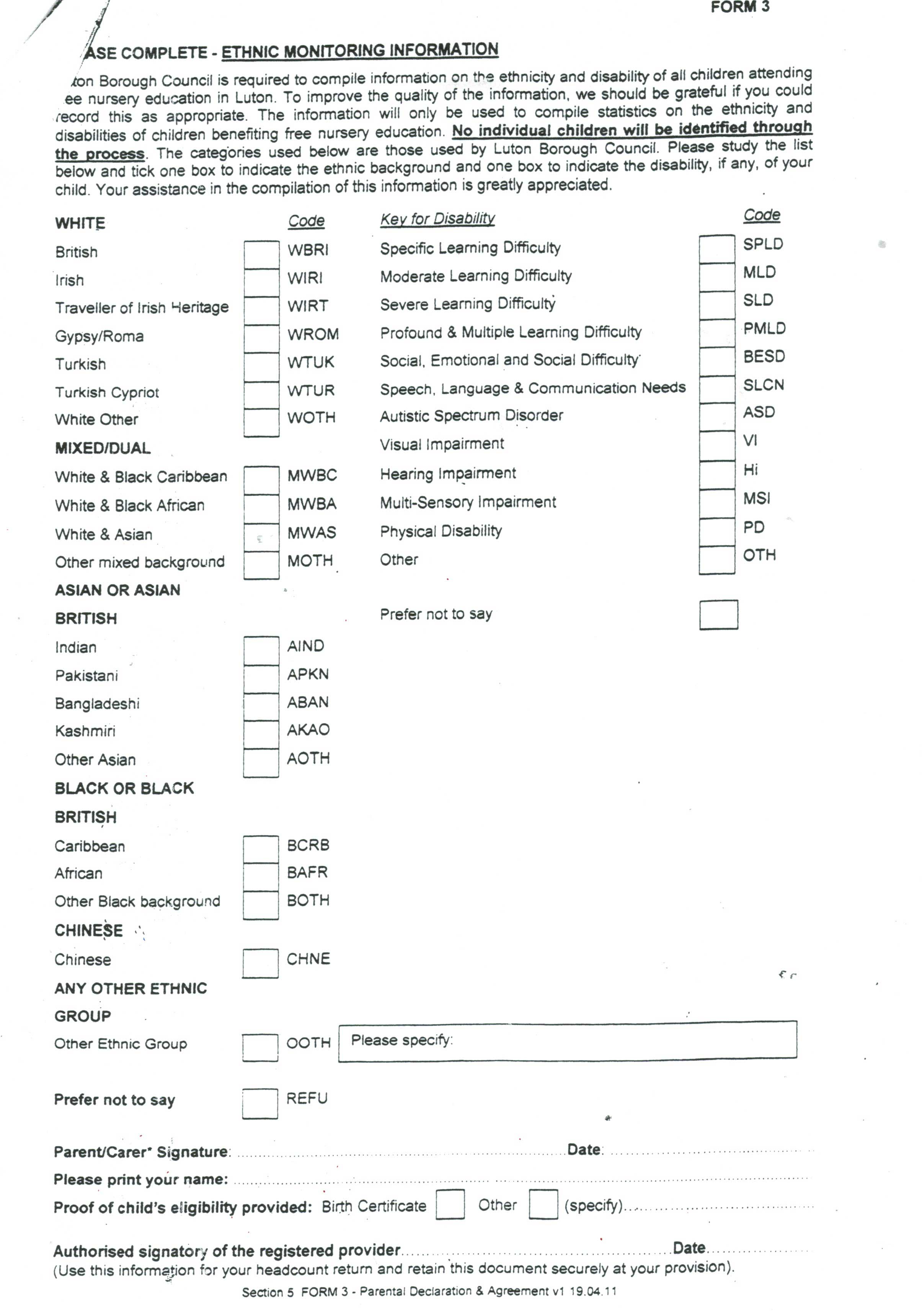 Nursery Registration Forms - The Training Depot Day Nursery